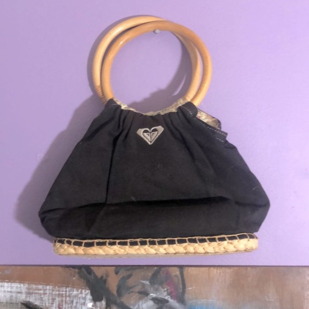Roxy purse with wood handles